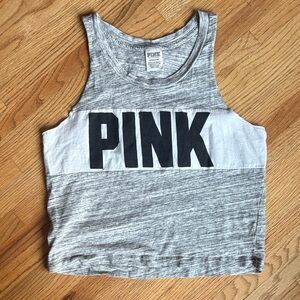 PINK small vintage Victoria's Secret Heather Gray Crewneck crop Tank